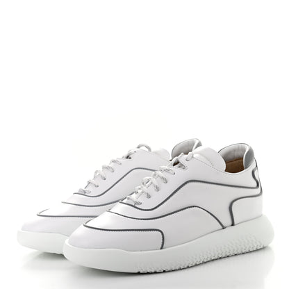 Hermes Calfskin Reflective Volte Sneakers 37.5 White Gris 3 of 8