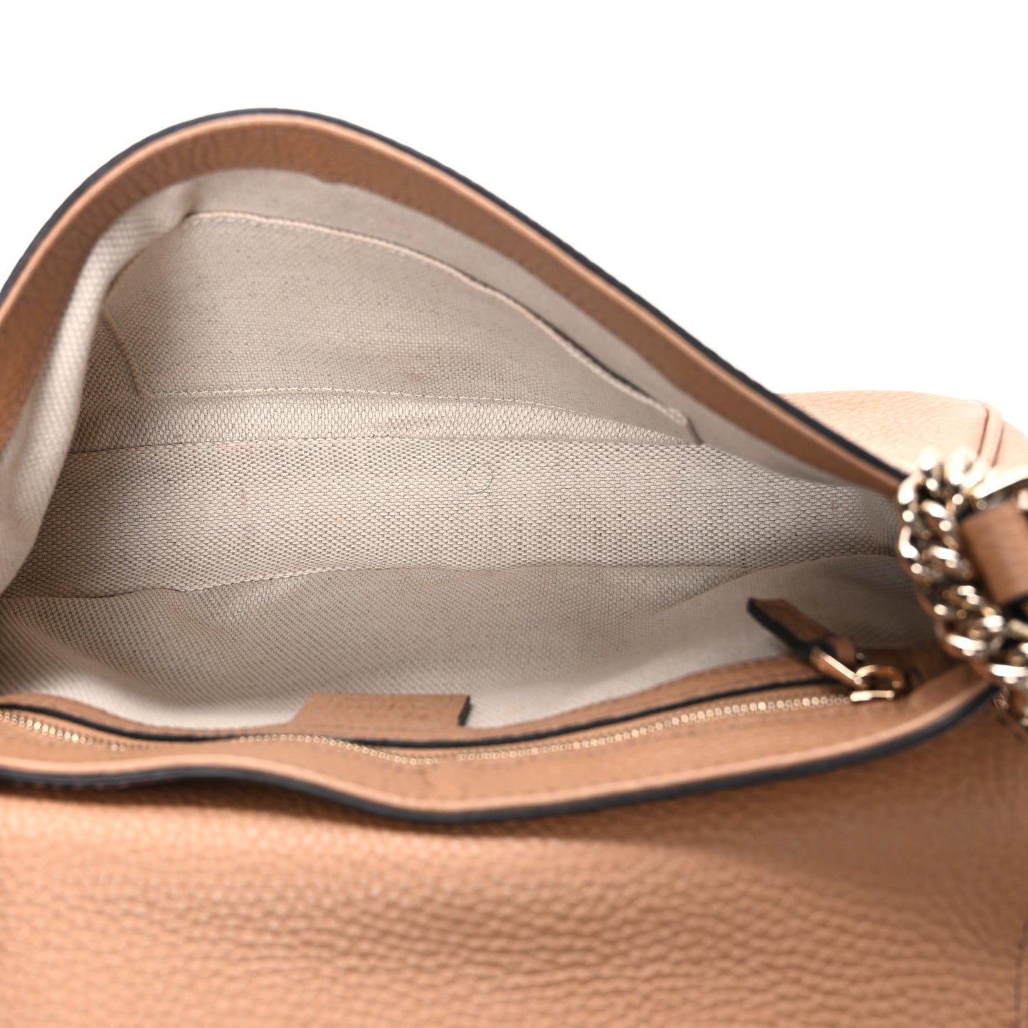 Pebbled Calfskin Medium Soho Flap Crossbody Camelia