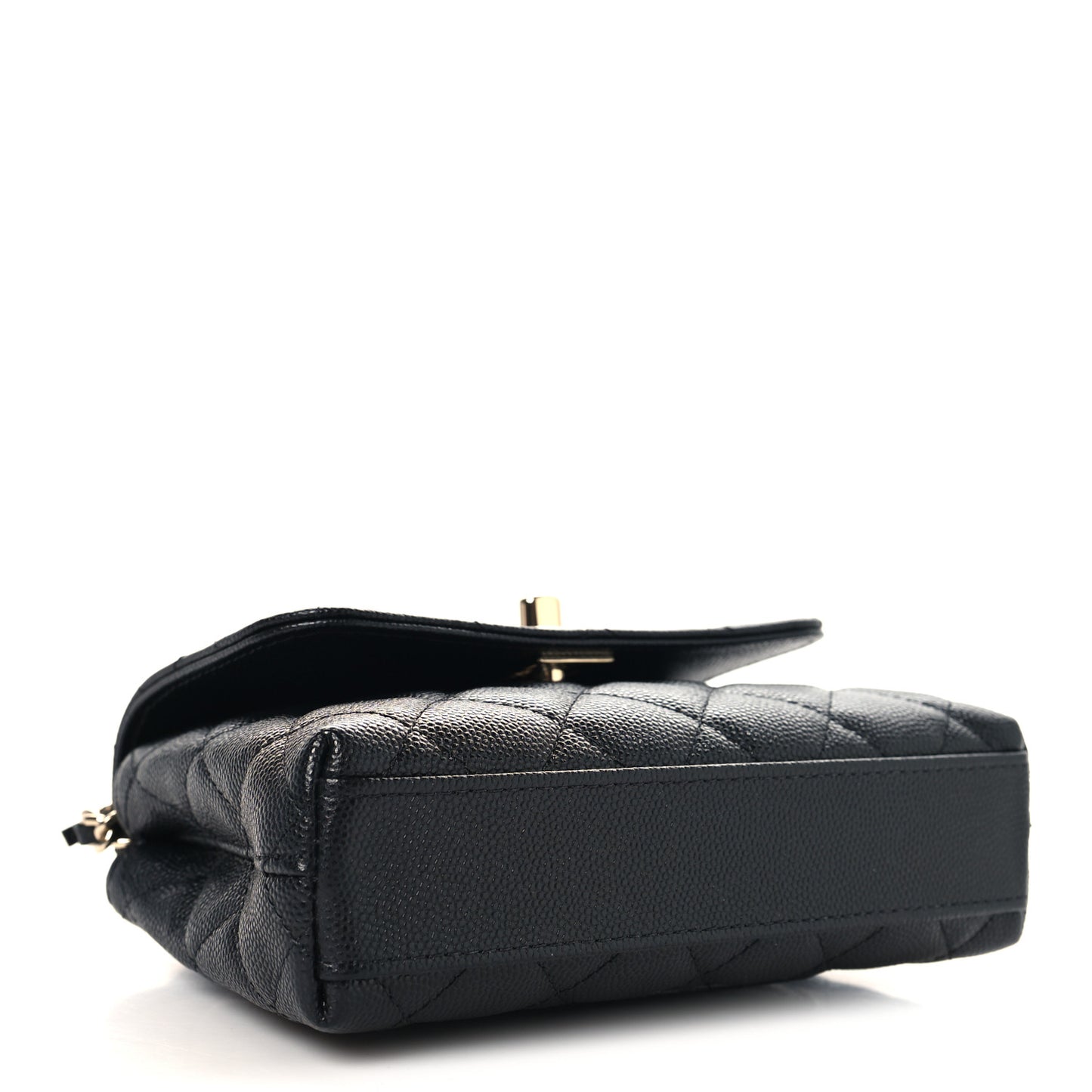 Caviar Quilted Coco Handle Clutch With Chain Black