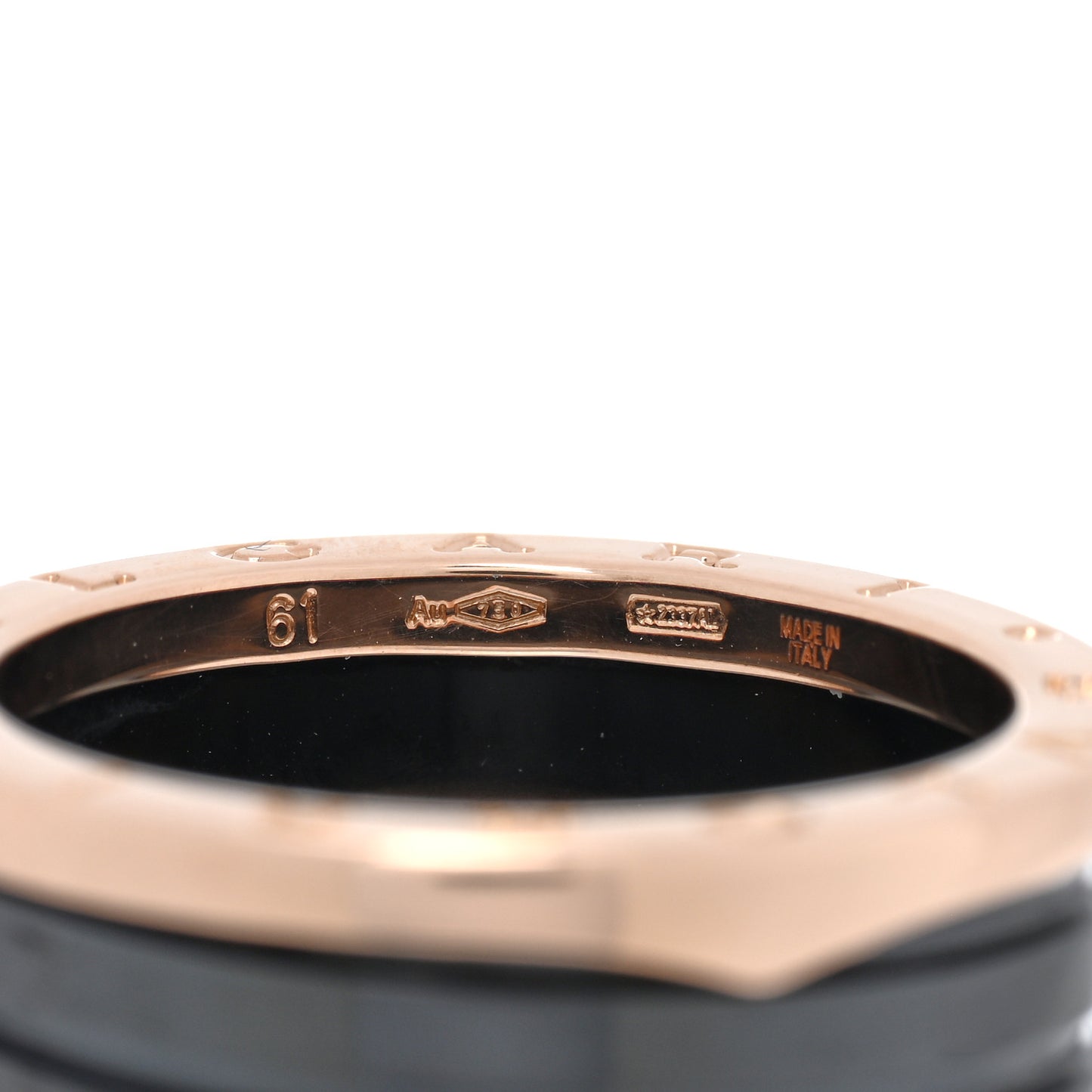 18K Rose Gold Black Ceramic B.Zero1 Four-Band Ring 61 9.5