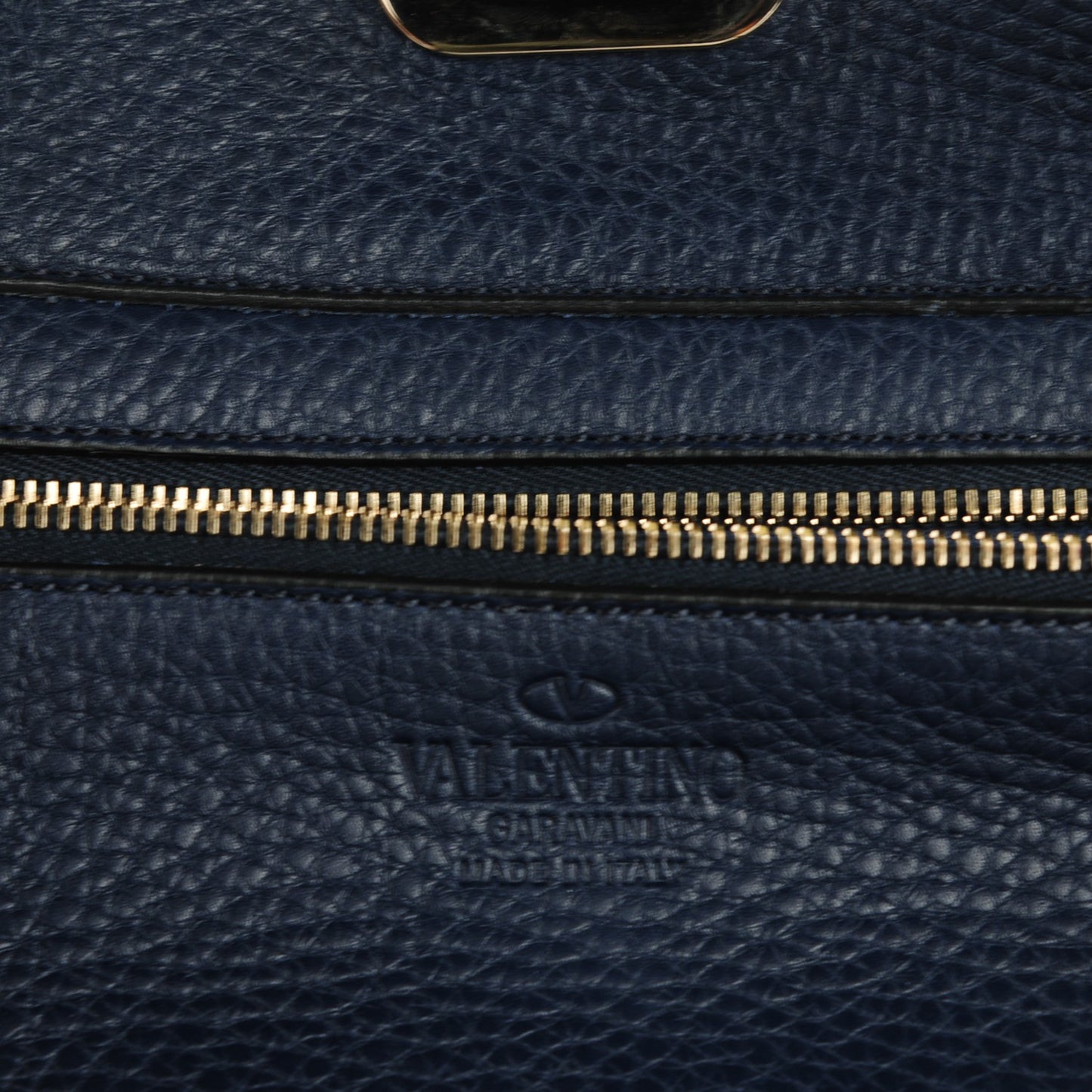 Grained Calfskin Small Rockstud Tote Marine