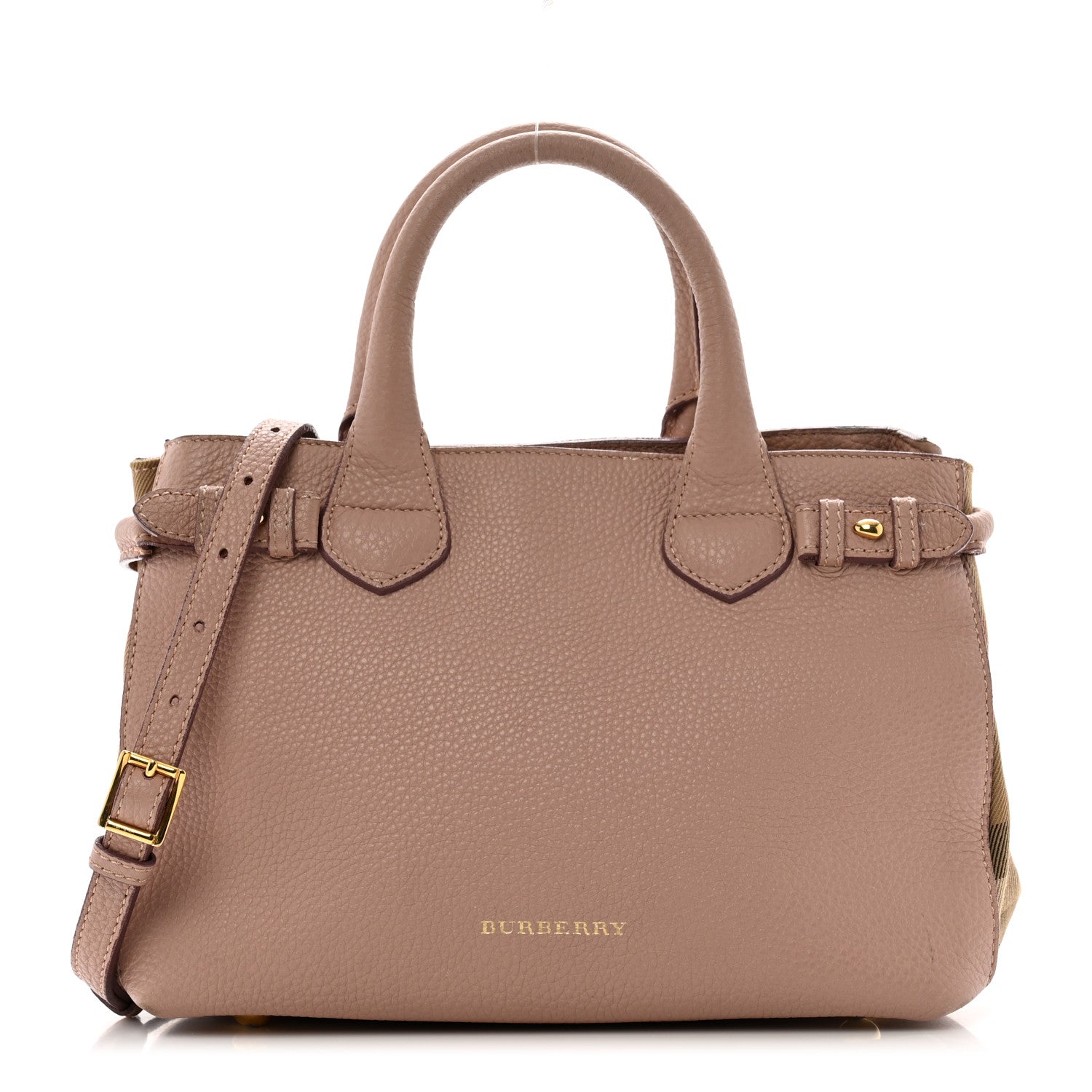 Burberry Grainy Calfskin House Check Small Banner Tote Pale Orchid 1 of 13