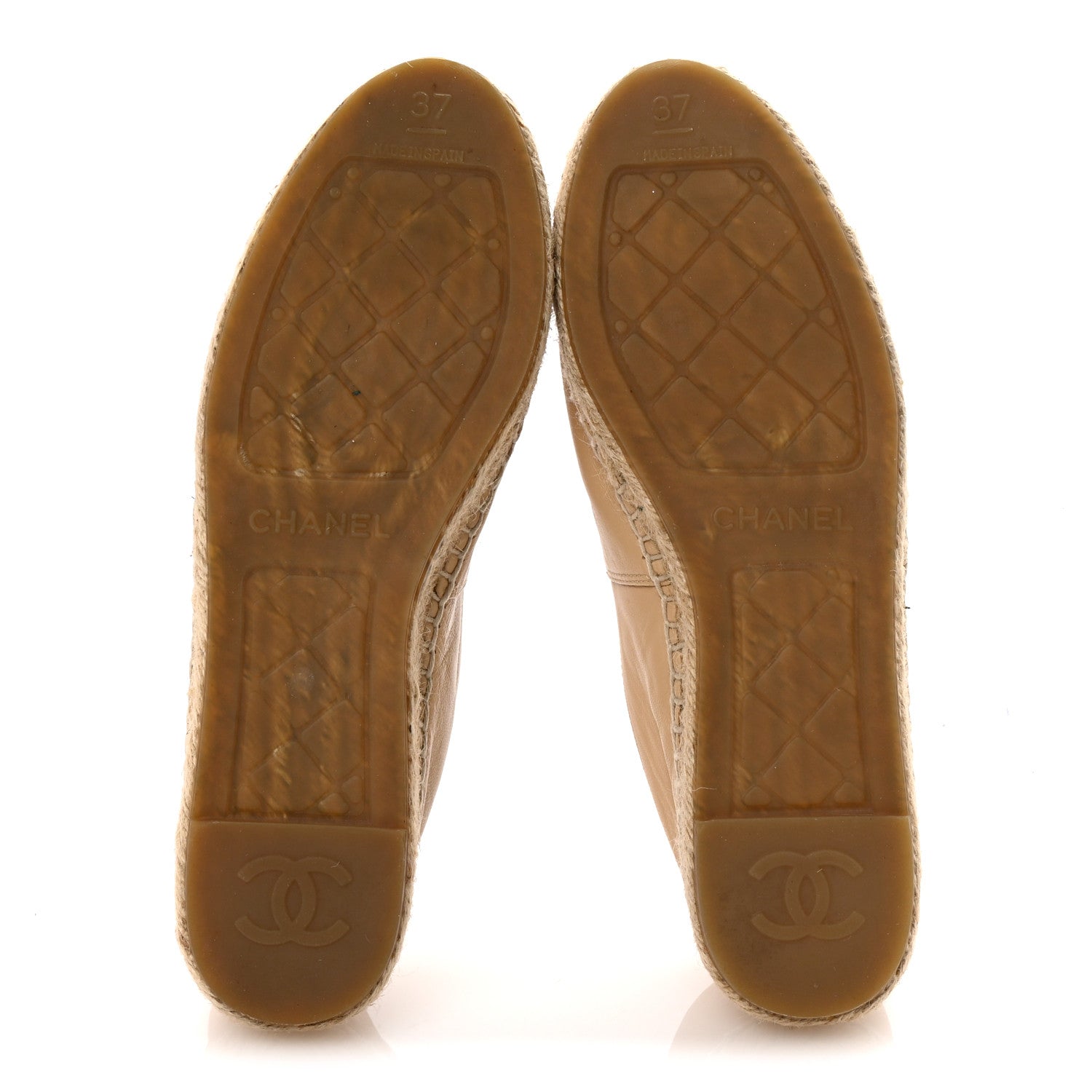 Chanel Lambskin CC Espadrilles 37 Beige Black 6 of 9