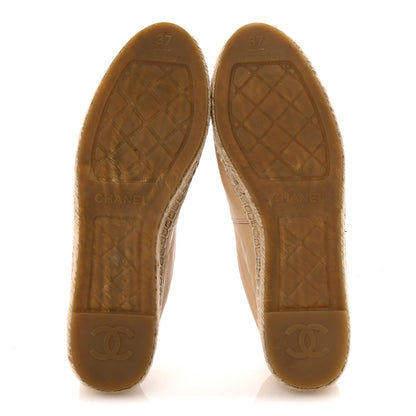 Chanel Lambskin CC Espadrilles 37 Beige Black 6 of 9