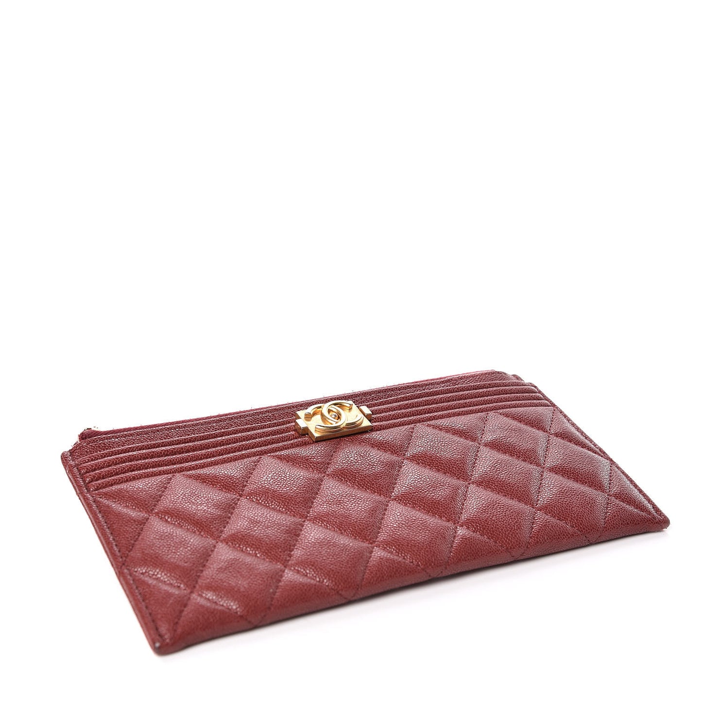 Caviar Quilted Classic Zip Boy Pouch Burgundy