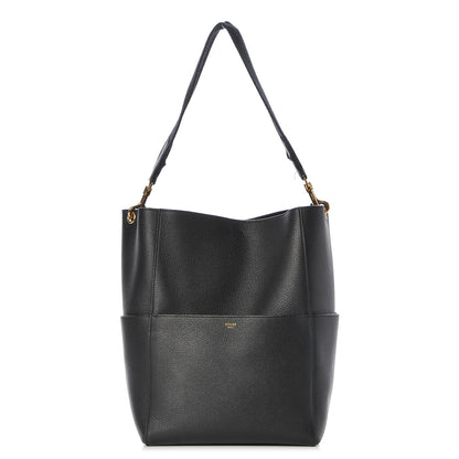 Celine Soft Grained Calfskin Sangle Bucket Bag Black 1 of 10