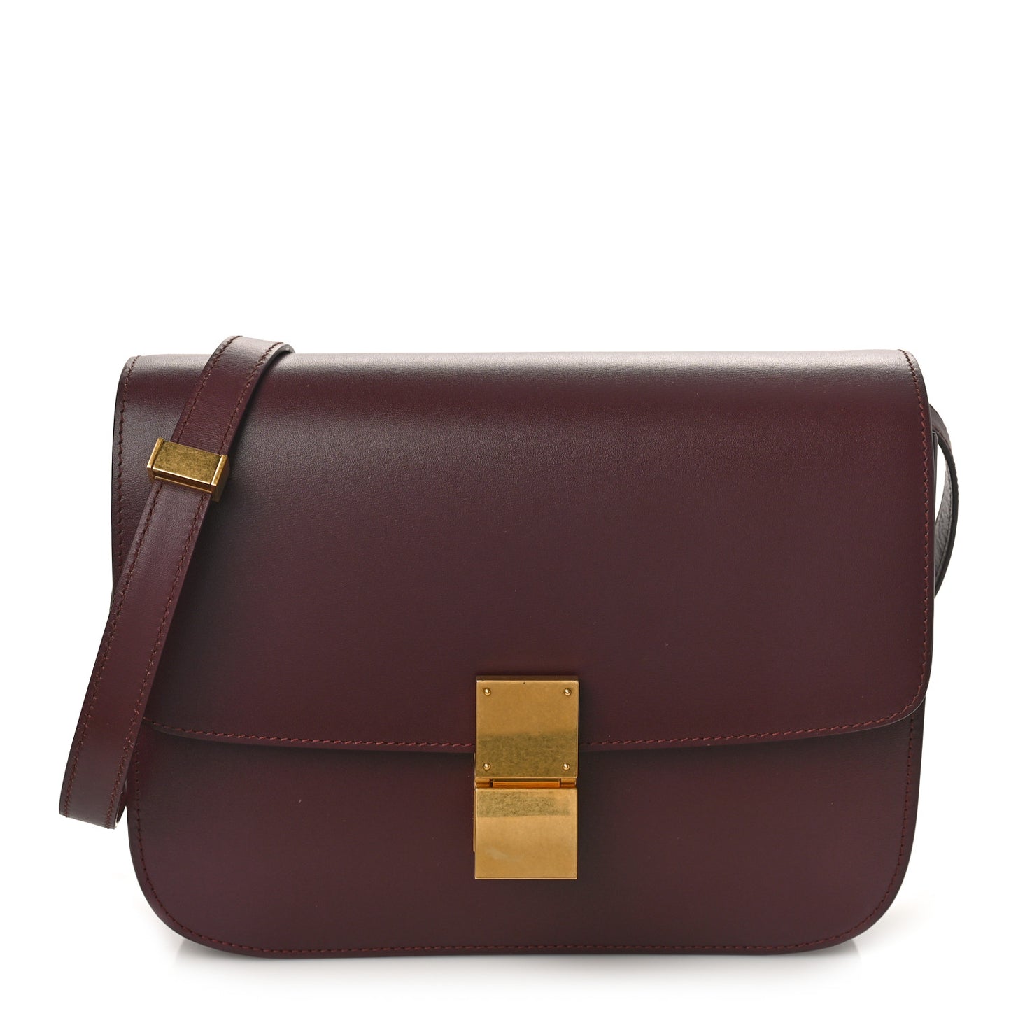 Smooth Calfskin Medium Classic Box Flap Bag Burgundy