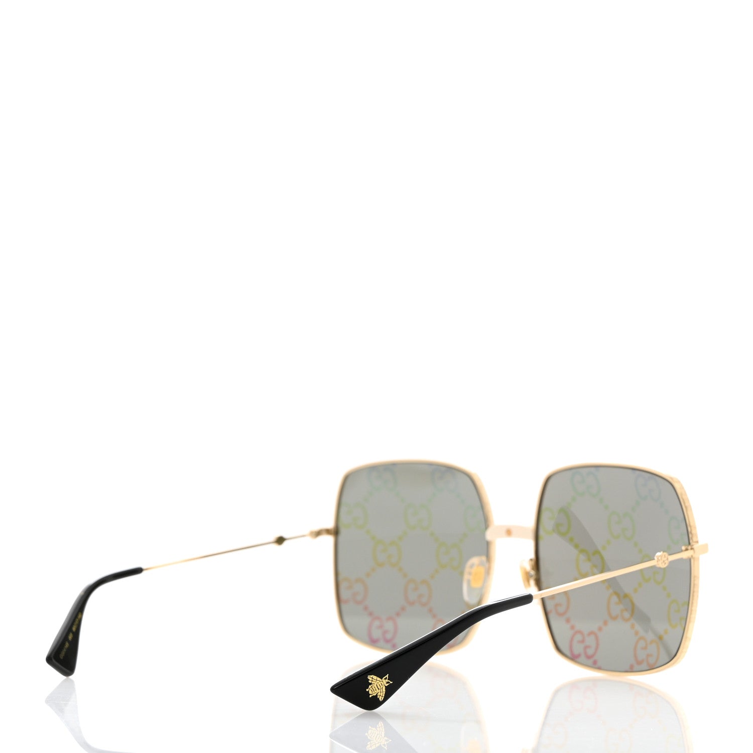Gucci Metal Rectangular Frame Sunglasses GG0414S Gold Multicolor 4 of 7