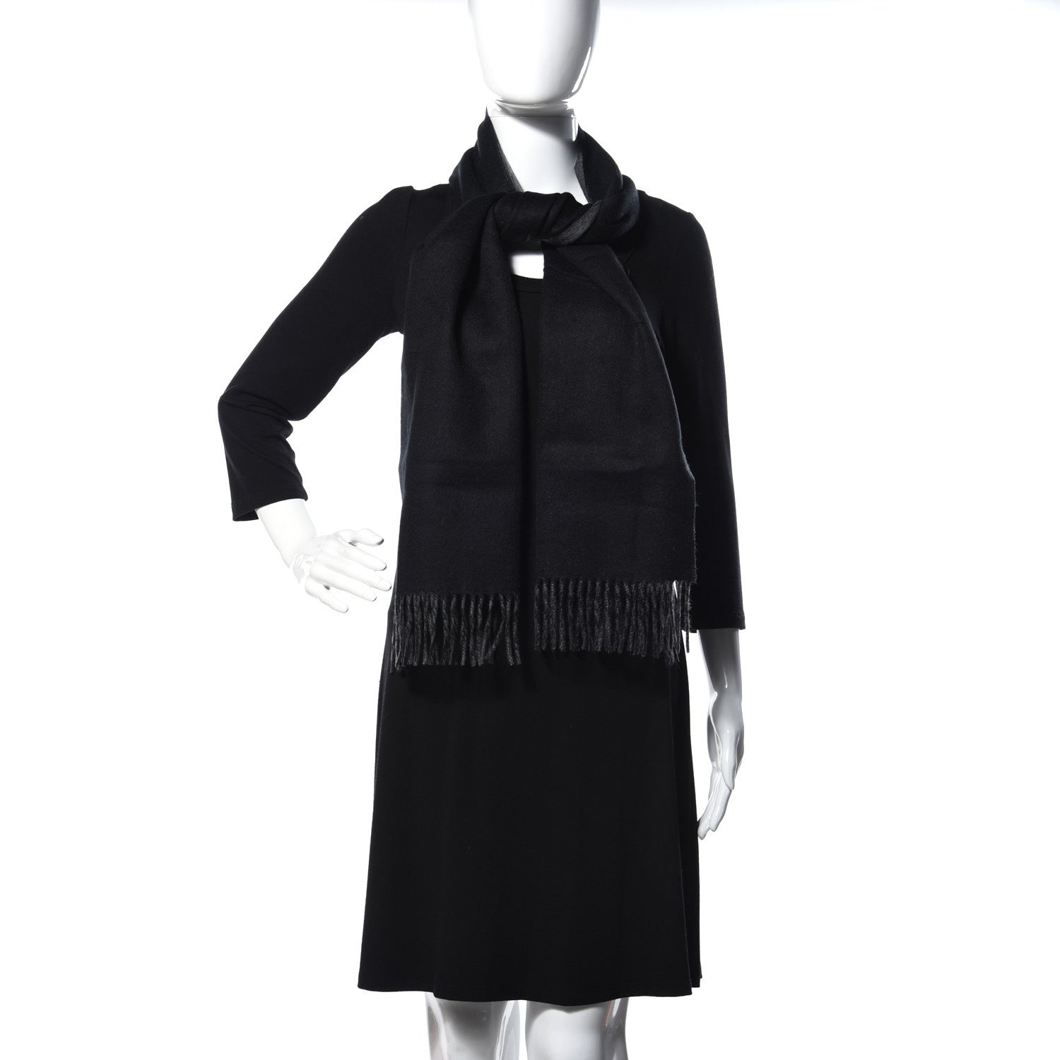 Hermes Cashmere Recto Verso Muffler Black Flanelle 2 of 5