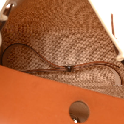 Hermes Toile Vache Calfskin Herbag 30 PM Backpack Natural 5 of 10