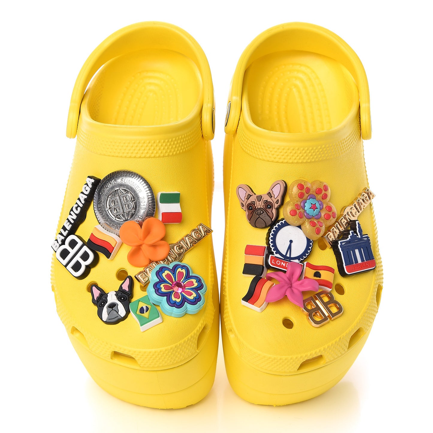 X CROCS Rubber Textured Womens Platform Sandals 35 Jaune Soleil