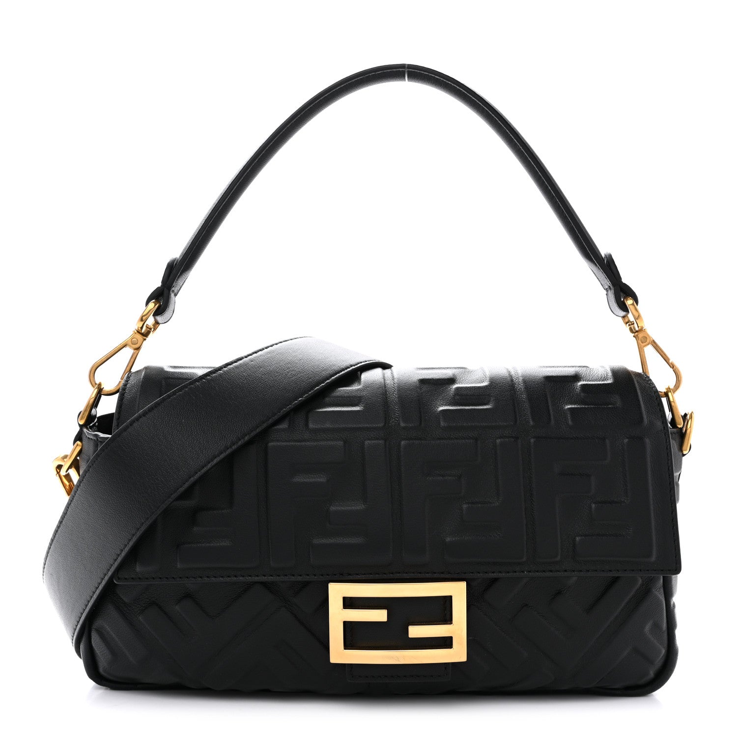 Fendi Nappa FF 1974 Embossed Baguette Black 1 of 14
