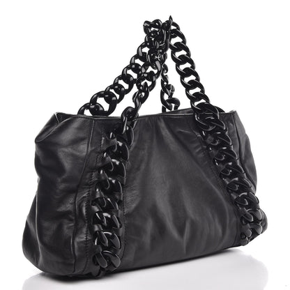 Chanel Calfskin Modern Chain Rhodoid East West Tote Black 3 of 13