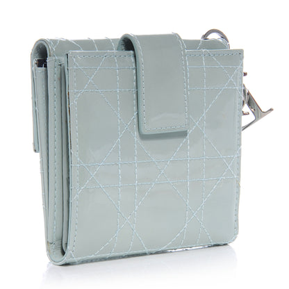 Christian Dior Patent Lady Dior Compact Cannage Wallet Blue 3 of 7