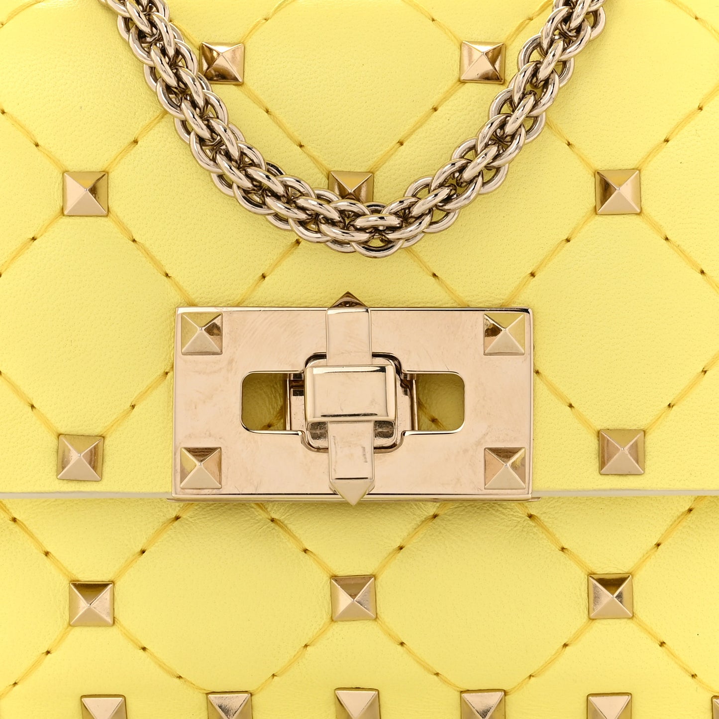 Calfskin Micro Rockstud Spike Shoulder Bag Yellow