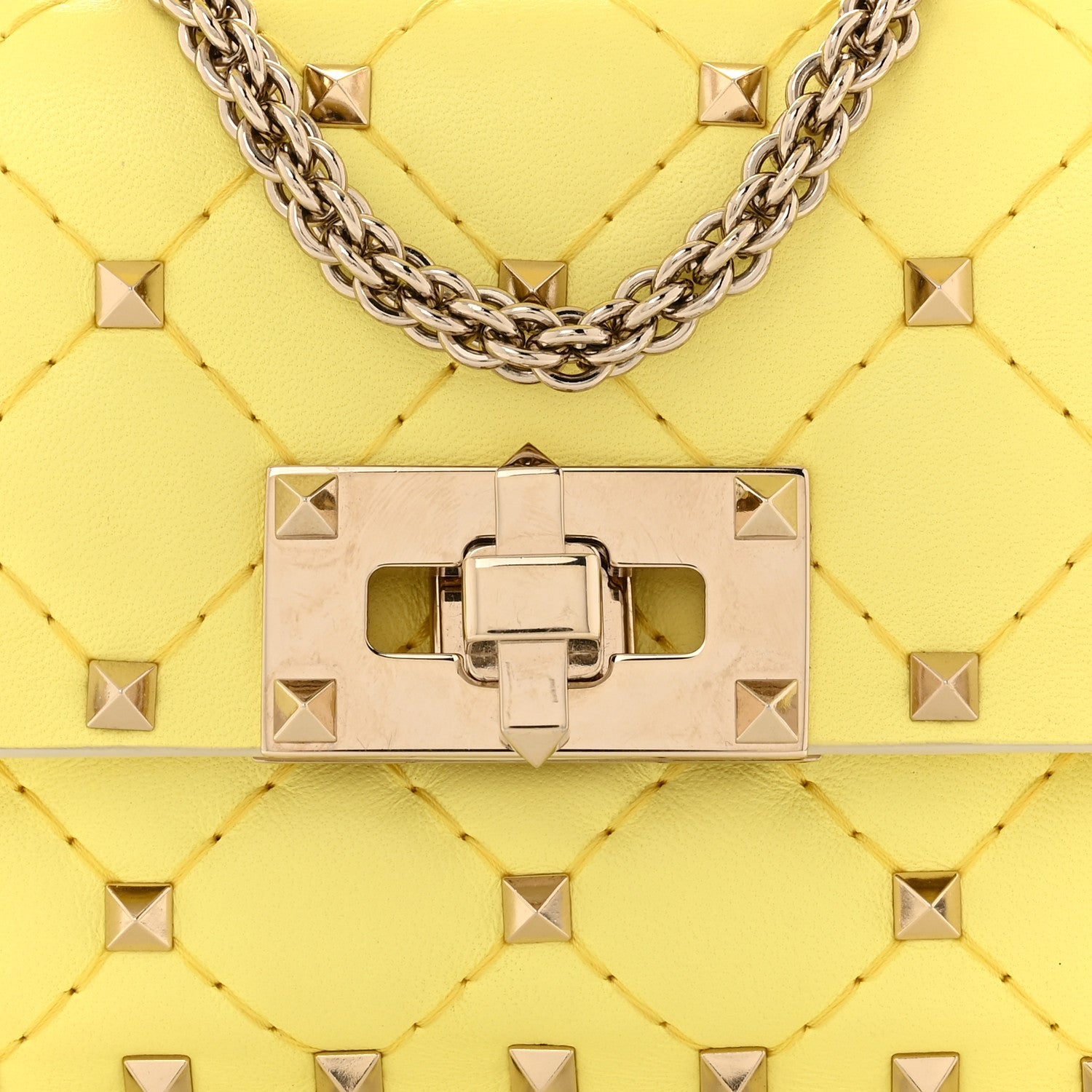 Valentino Garavani Calfskin Micro Rockstud Spike Shoulder Bag Yellow 7 of 10