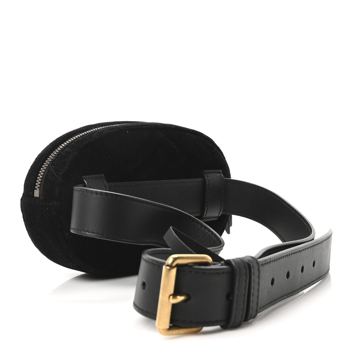 Gucci Velvet Matelasse GG Marmont Belt Bag 85 34 Black  display picture 2