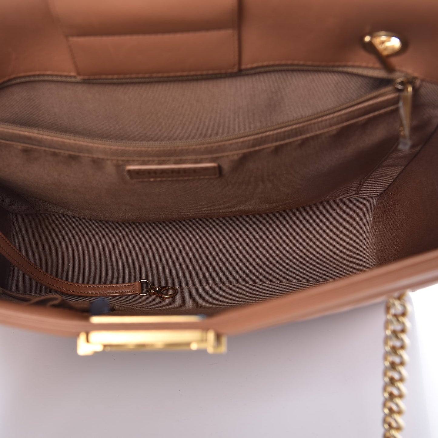 Calfskin Quilted Large Boy Tote Camel