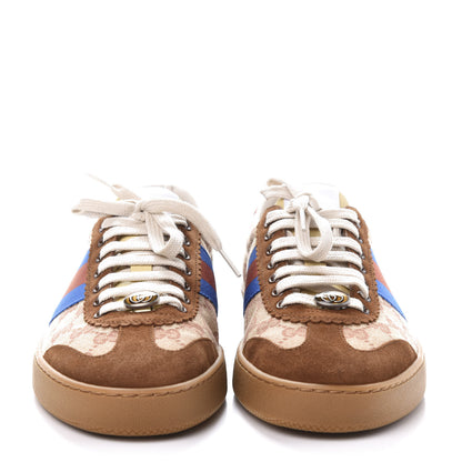 Gucci GG Monogram Suede Web Mens G74 Sneakers 10.5 Beige Ruggine Cuir 2 of 10