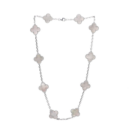 Van Cleef & Arpels 18K White Gold Mother of Pearl 10 Motifs Vintage Alhambra Necklace 3 of 6