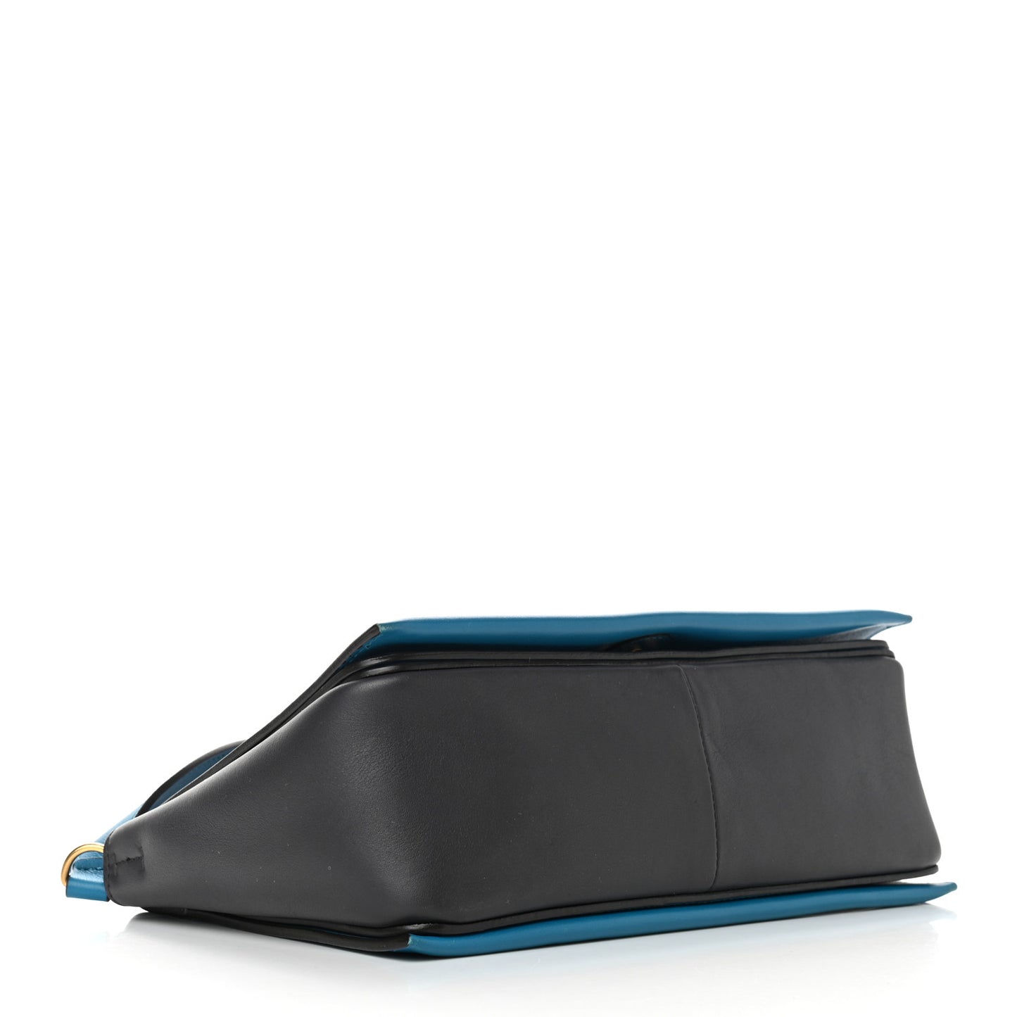 Shiny Smooth Calfskin Medium Frame Shoulder Bag Turchese Liquorice