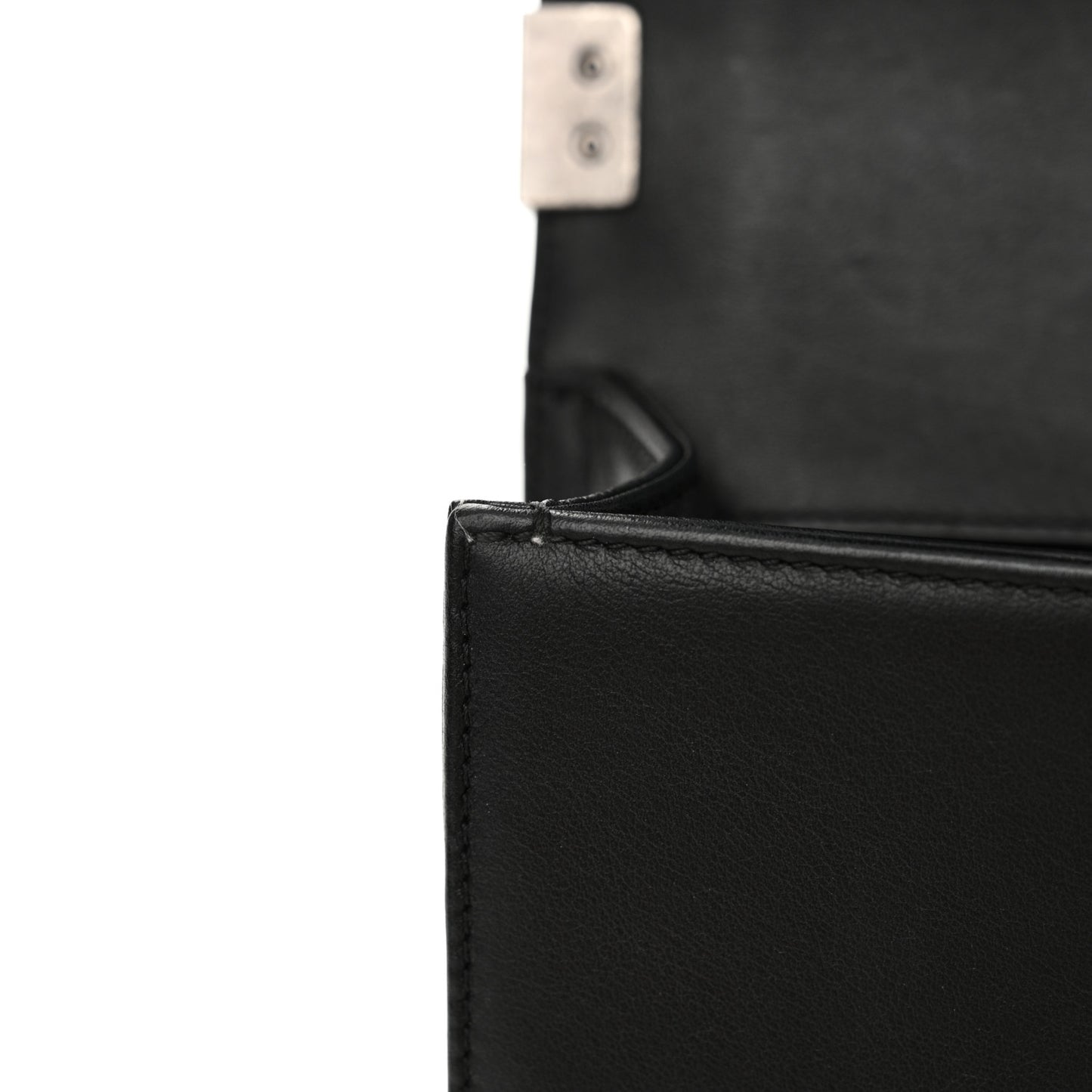 Calfskin Pleated Small Boy In Rome Flap Black White