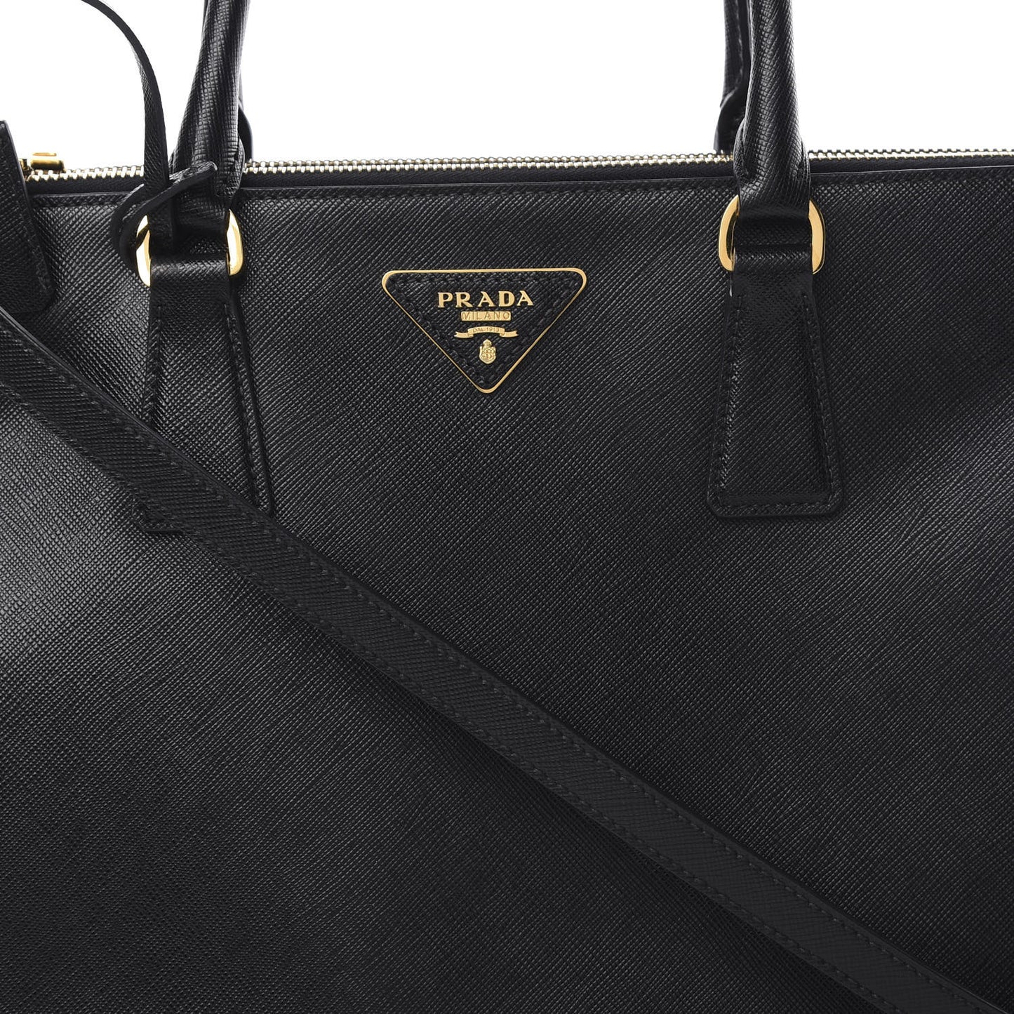 Saffiano Medium Galleria Double Zip Tote Black