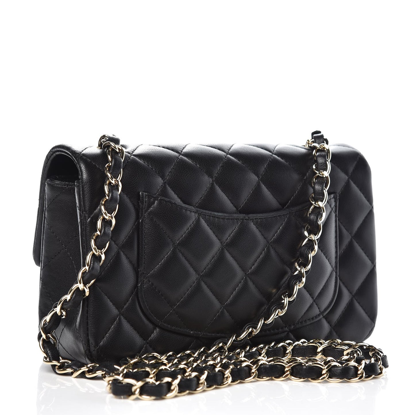 Lambskin Quilted Mini Rectangular Flap Black