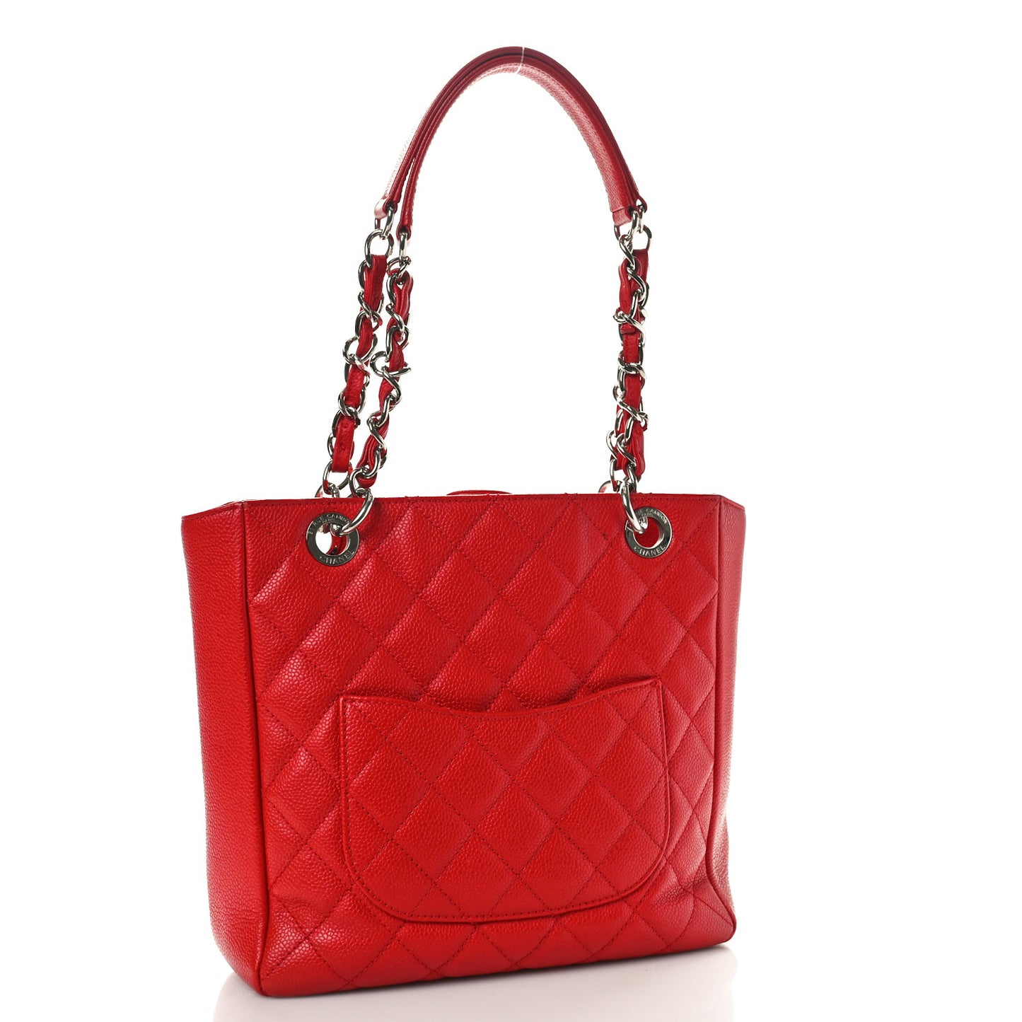 Caviar Quilted Petit Shopping Tote PST Red