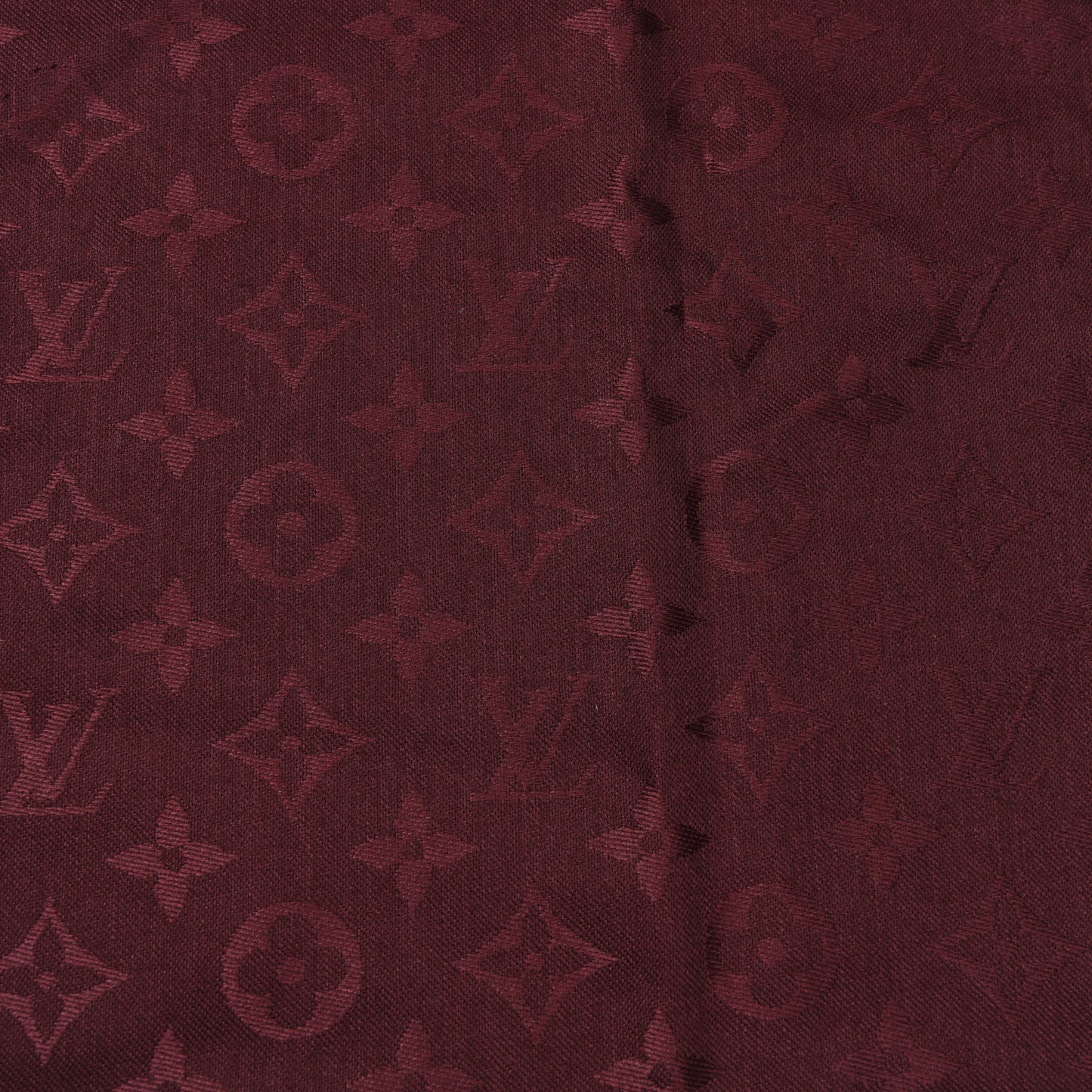 Silk Wool Monogram Shawl Wine Red