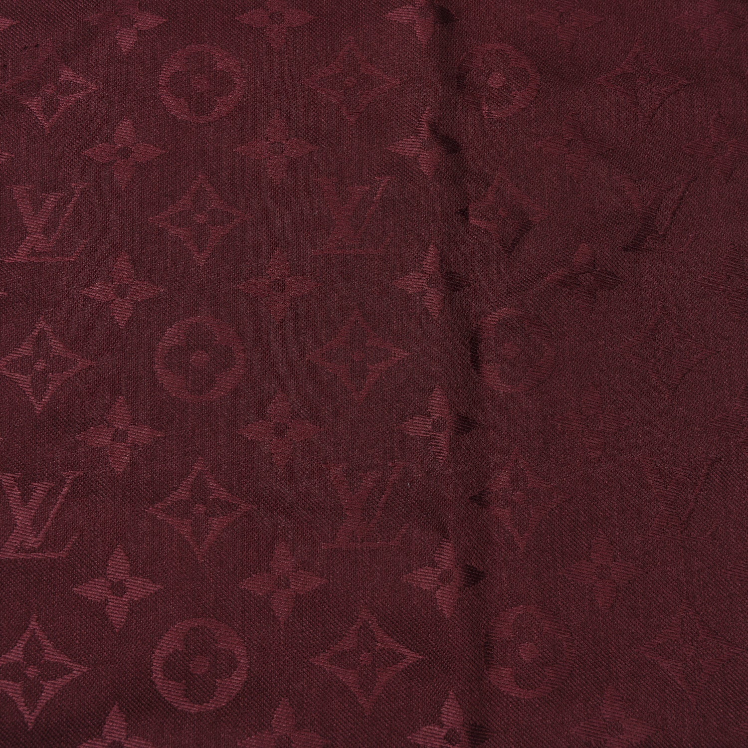 Louis Vuitton Silk Wool Monogram Shawl Wine Red 4 of 4