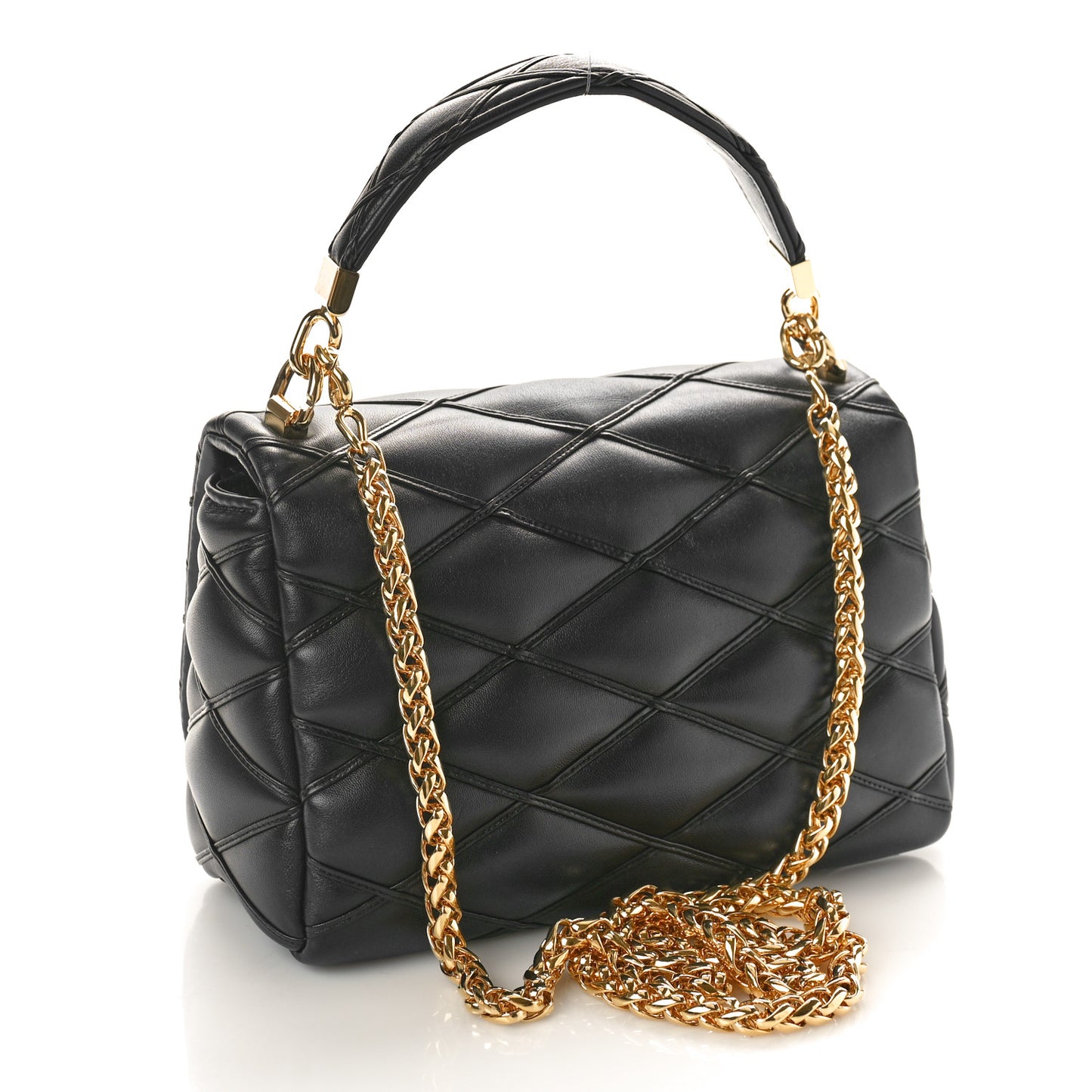 Lambskin Malletage Top Handle GO-14 MM Bleu Marine