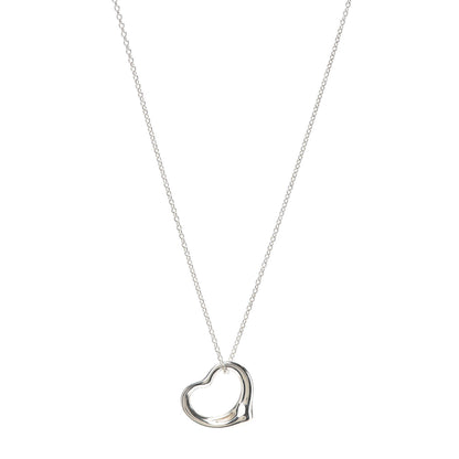 Tiffany Sterling Silver 14mm Elsa Peretti Open Heart Pendant Necklace 1 of 5