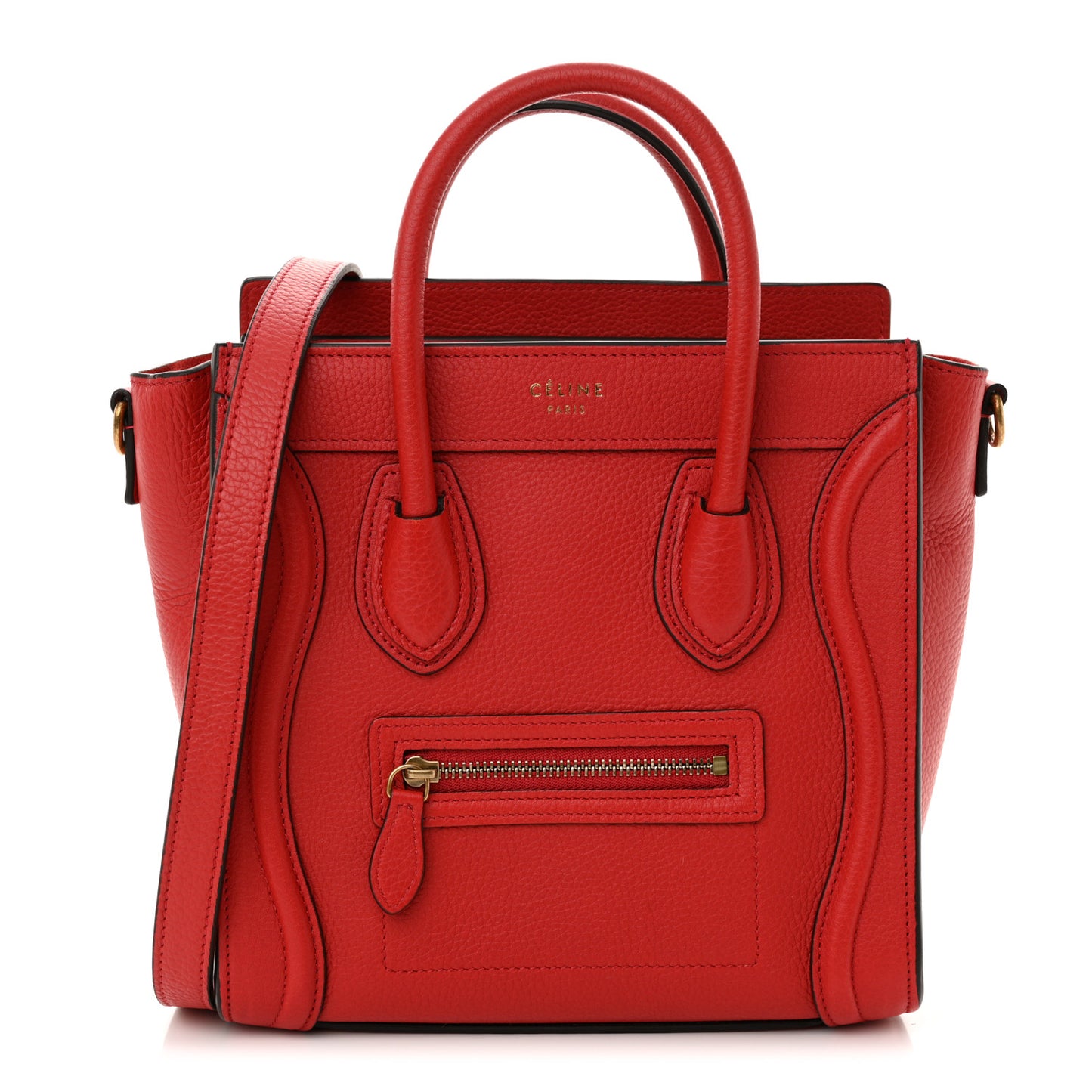 Drummed Calfskin Nano Luggage Red