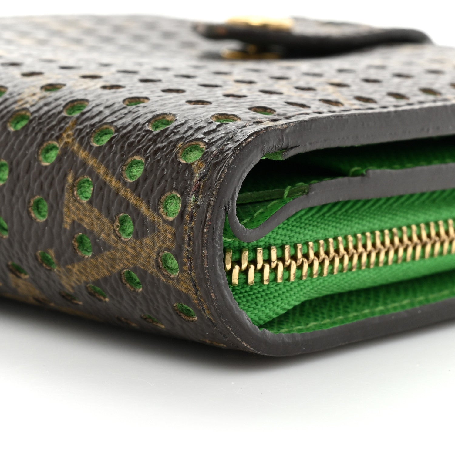 Louis Vuitton Monogram Perforated Compact Zipped Wallet Green 11 of 15