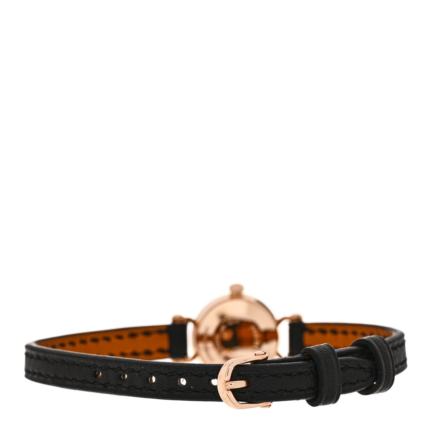 Hermes 18K Yellow Gold Barenia Diamond 16mm Faubourg Quartz Watch Noir Noir 3 of 5