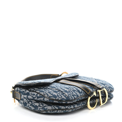 Christian Dior Monogram Double Saddle Bag Navy Blue 4 of 8