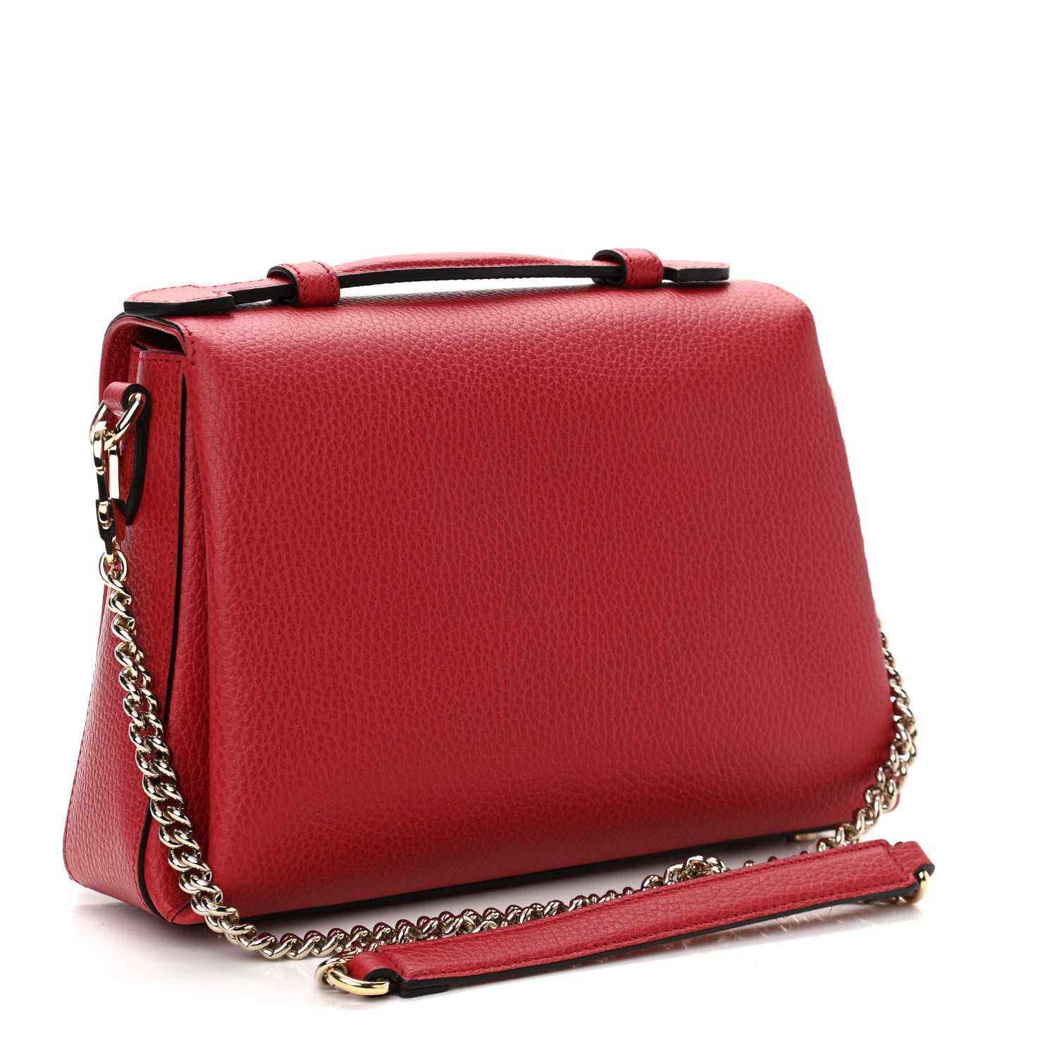 Gucci Dollar Calfskin Interlocking G Top Handle Shoulder Bag Red 3 of 10