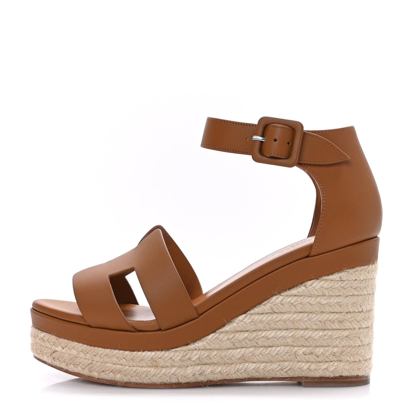 Goatskin Elda Espadrille Wedge Sandals 37 Natural