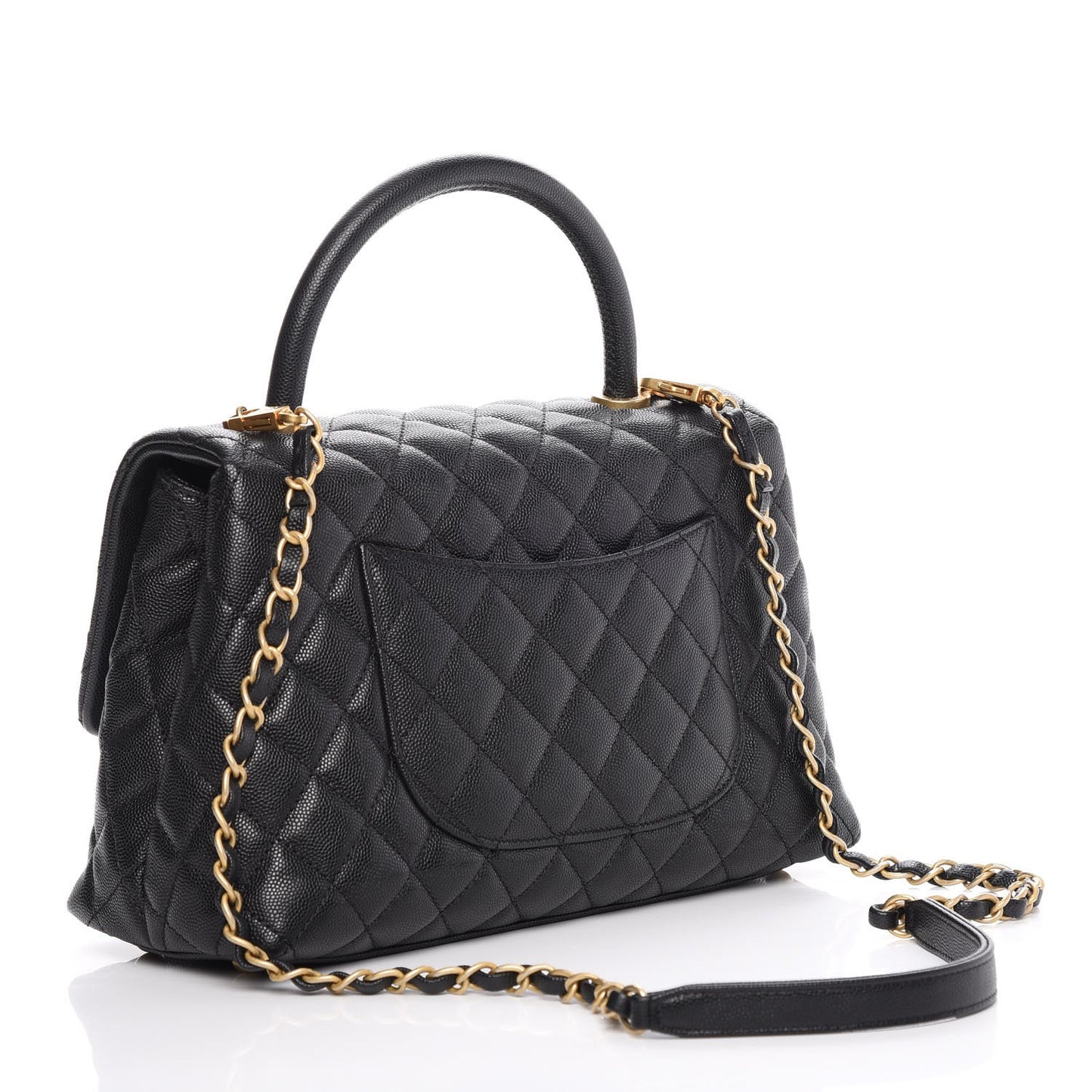 Caviar Quilted Small Coco Handle Flap Black