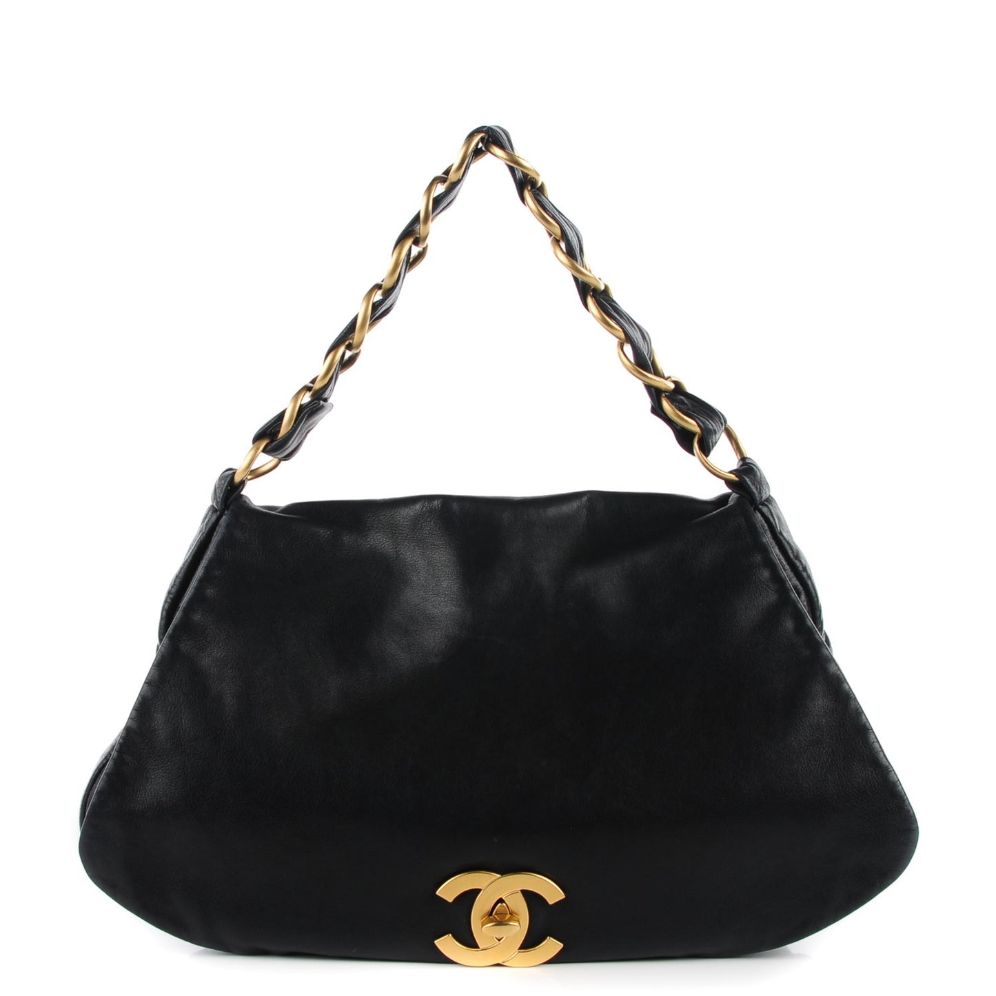 Lambskin Flap Shoulder Bag Black