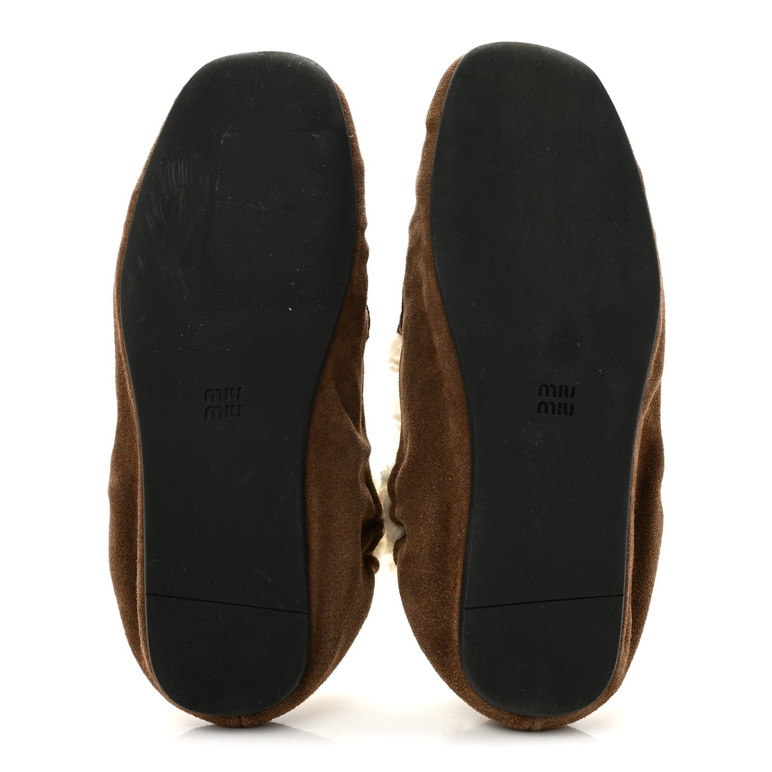 Miu Miu Suede Shearling Ruches Loafers 37 Dark Brown 6 of 9