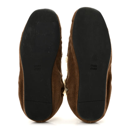 Miu Miu Suede Shearling Ruches Loafers 37 Dark Brown 6 of 9
