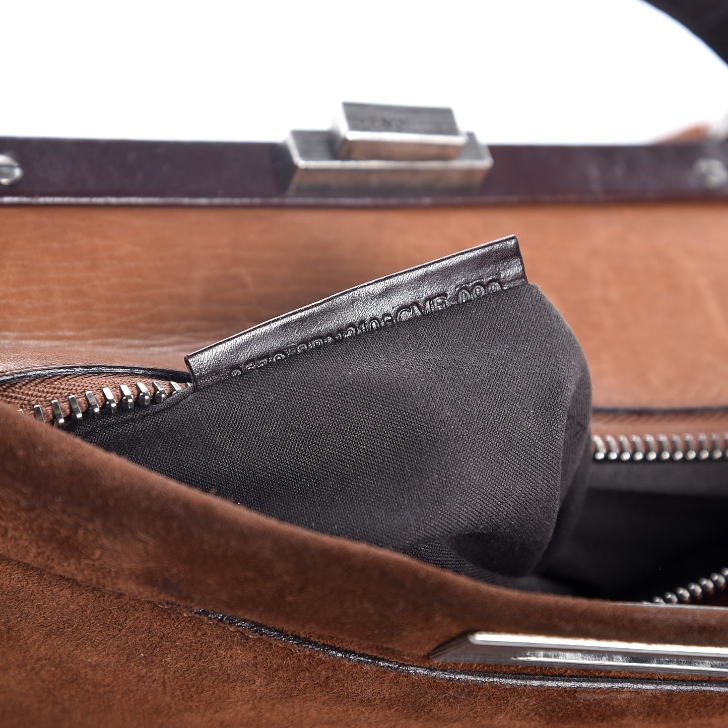 Suede Calfskin Large Peekaboo Iconic Satchel Cognac