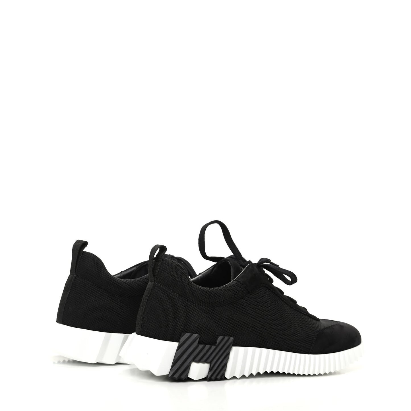 Technical Jersey Suede Goatskin Bouncing Sneakers 43 Black White