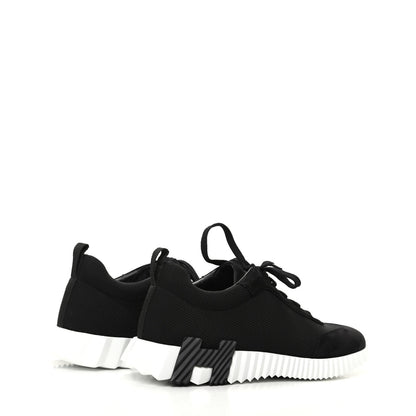 Hermes Technical Jersey Suede Goatskin Bouncing Sneakers 43 Black White 4 of 8