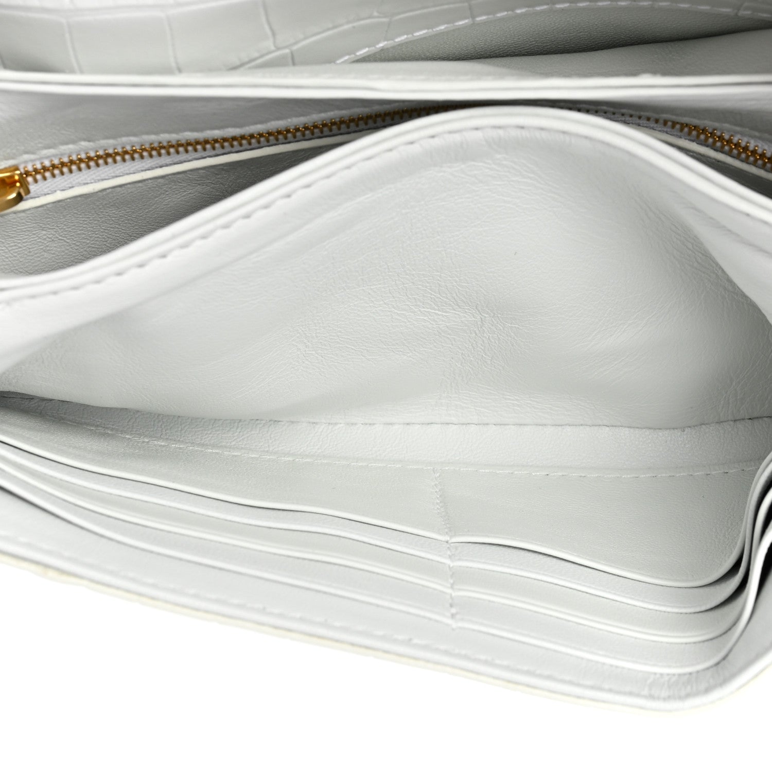 Balenciaga Shiny Extra Supple Calfskin Crocodile Embossed Small Triplet Bag Optic White 4 of 8