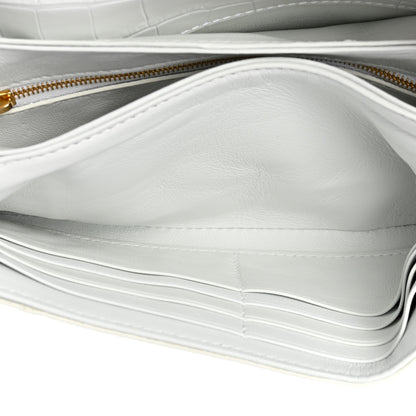 Balenciaga Shiny Extra Supple Calfskin Crocodile Embossed Small Triplet Bag Optic White 4 of 8