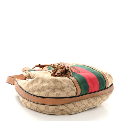 Gucci Monogram Web Rania Drawstring Shoulder Bag Sand 4 of 9