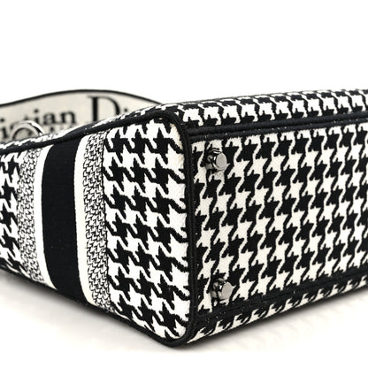 Christian Dior Canvas Houndstooth Embroidered Medium Lady D-Lite Black White 9 of 10